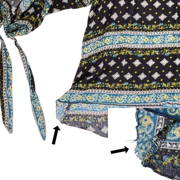 True Light Boho Floral Mixed Print Split Sleeve Cold Shoulder Top Blouse - Picture 5 of 16